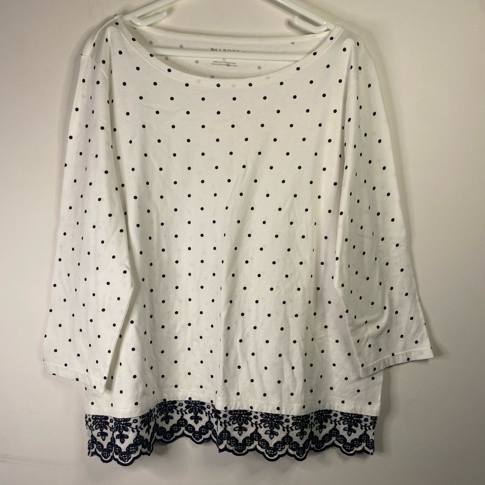 Womens Talbots XL 100 Percent‎ Cotton Shirt White and Black